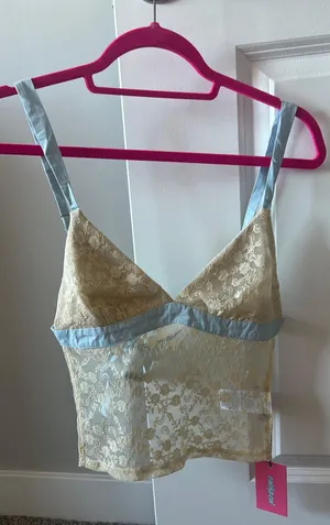 Edikted White Blue Lace Top thumbnail 1