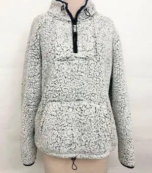 Victoria’s Secret PINK gray Sherpa half zip pullover sweatshirt large thumbnail 1