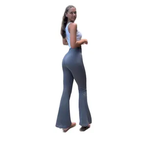 High Waist Charcoal Gray Flare Yoga Leggings thumbnail 3