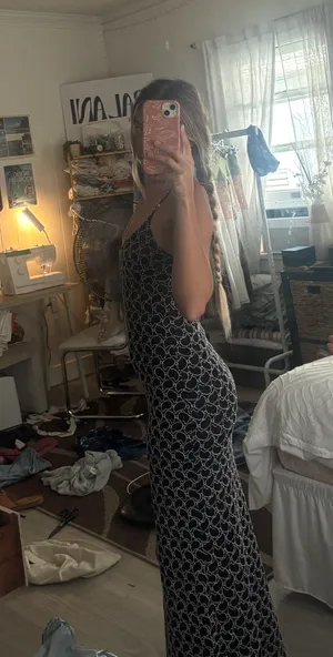 Black And White Textured Vintage Dress thumbnail 5