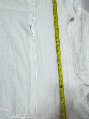 LOFT Cream Textured Button-Down Top thumbnail 7