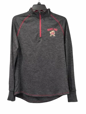 Colosseum Maryland Terrapins Women’s Large 1/4 Zip‎ Pullover Gray Red Heathered thumbnail 1