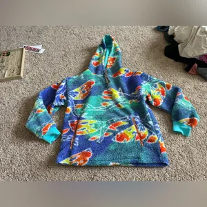 Teal and blue Colorful Fleece Hoodie sweater avatar pandora disney washed thumbnail 2