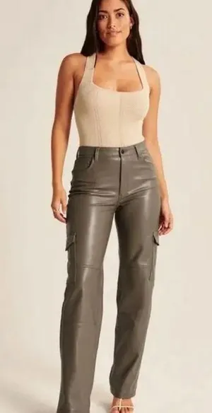 Abercrombie Leather Cargo Relaxed Pants thumbnail 1
