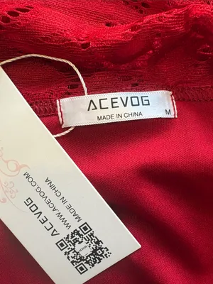 NEW ACEVOG Size Medium Off-Shoulder Red Lace Sheath Dress NWT thumbnail 3