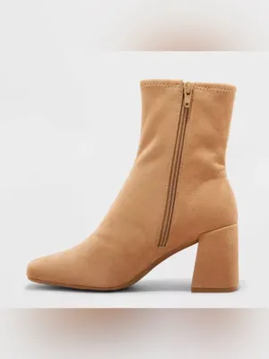 a new day Tan Block Heel Faux Suede Ankle Booties Size 9.5 thumbnail 6