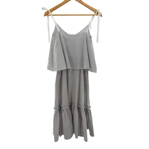Prose & Poetry Womens Blue White Seersucker‎ Stripe Popover Midi Dress Size S thumbnail 5