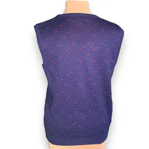 Vintage 90s Knit Sweater Vest Blue Burgundy Abstract Geometric‎ Unisex Medium thumbnail 3
