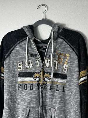 Majestic New Orleans Saints Black & Gray Fan Fashion Hoodie (L) thumbnail 2