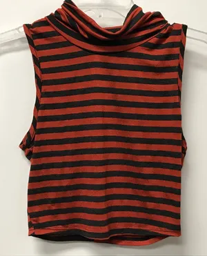 😀 3 for $20 BEnvied Striped Turtleneck Crop Top Red Size L thumbnail 1