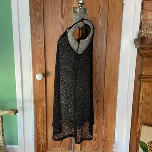 J. Valdi Black Net Crochet Swim Coverup or Layering Tank Dress 💚🎀 thumbnail 4