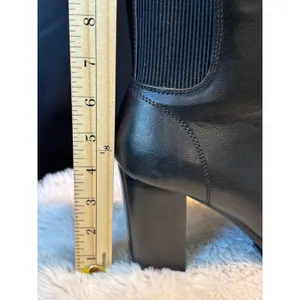 Black Lace Up Block Heel Ankle Boots Lug Sole Side Zip Booties PILATE-13 7.5 thumbnail 4