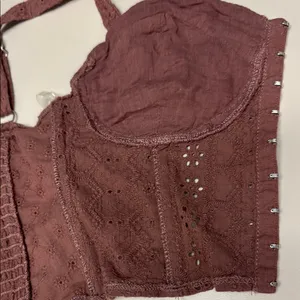 Brown RSQ Eyelet Lace Brown Women's Corset Crop Size Small thumbnail 6