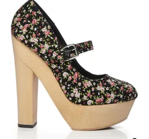 Y2K Cece Lamour wood heels chunky ditzy floral thumbnail 1