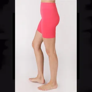 NIKIBIKI High Waisted Hot Pink Biker Shorts with Ribbing thumbnail 2