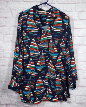 Soft Surroundings Medium “Sail Away” Nautical Themed Blouse thumbnail 1