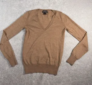 CLUB MONOCO ~ Xs ~‎ Brown 100% Extra Fine Italian Merino Wool Sweater thumbnail 1