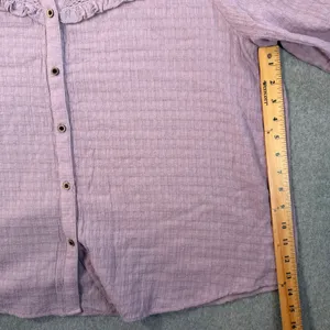 Knox Rose Women's XXL Lavender Eyelet Ruffle Button Front Blouse Top Puff Sleeve thumbnail 5