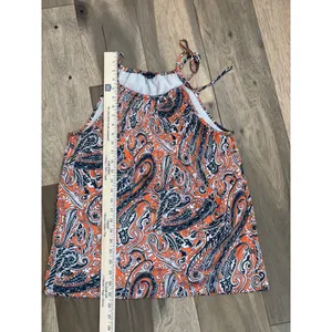 Ann Taylor Top Orange Navy Paisley Racerback Spaghetti Strap Size M thumbnail 5