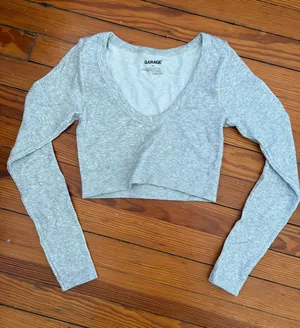 Garage grey long sleeve scoop neck top thumbnail 1