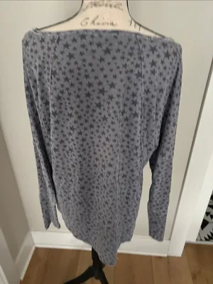 Lucky Brand Large Blue Gray Star-Print Scoop Neck Long Sleeve Tunic thumbnail 4