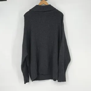 Aerie Gray Waffle Knit Mock‎ Neck Zipper Pullover Sweater Women's Large Cozy thumbnail 2
