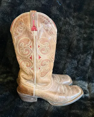 ARIAT Madrina Macchiato Tan Red Square Toe Cowboy Boots Women 8.5 thumbnail 1