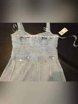 NWT GUESS Lidia Reborn Denim Dress L Light Wash Bustier Bodycon thumbnail 12