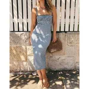 FREE PEOPLE Lucinda Plaid Midi Dress in Blue Combo Size X-Small thumbnail 2
