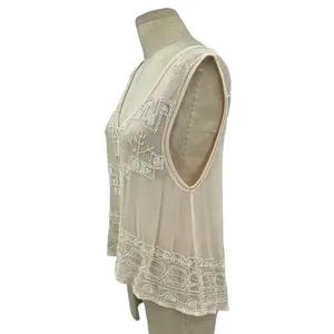 Free‎ People Pale Pink Beaded Sheer Tank Top Size XS thumbnail 6