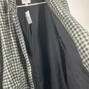 Loft Checked Coat NWT Single Button Lined Soft Cozy Pockets‎ Size XL Black/Cream thumbnail 8