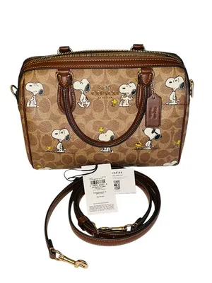 Coach X Peanuts Rowan Satchel with Snoopy Print in Signature Canvas thumbnail 7