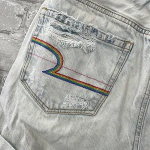 American Eagle Outfitters Blue Jean Mom Shorts High-Waisted Distressed thumbnail 2