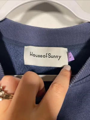 House Of Sunny Womens Navy Blue Crewneck Sweatshirt Large thumbnail 2