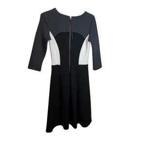 Boden Black White Colorblock Quilted Textured Fit & Flare Dress 3/4 Sleeve 4 thumbnail 10