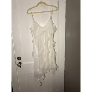 Abercrombie and Fitch White Ruffle Slip Asymmetrical Dress Size Large TALL NWT thumbnail 5