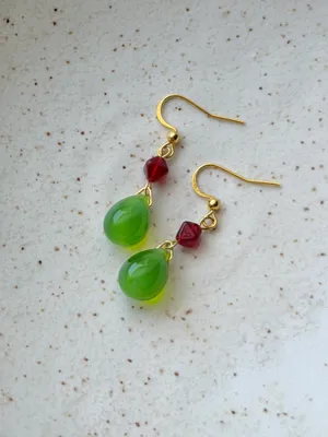 Handmade quality Czech glass beads retro fairy whimsy dangle earrings🌿❤️ thumbnail 5