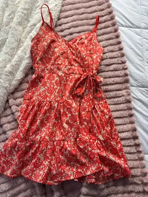TJ Maxx Red Flower Pattern Dress thumbnail 1