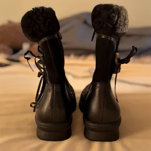 HOOPOE Fur Leather Winter Boots Size 7 Black thumbnail 6