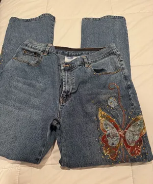 Vintage DG by Dianne Gilman butterfly jeans, size 14 thumbnail 1