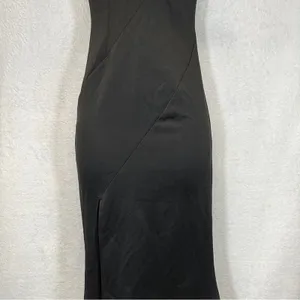 Metisu Black One Shoulder Split Fishtail Mermaid‎ Maxi Dress Size XS thumbnail 3