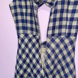 Olivaceous Mini Dress Women Size M Sleeveless Twist Front Cut-Out Gingham Linen thumbnail 9