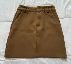 Zara Mini Skirt Womens XS Brown‎ Pockets Officechic Corpcore Business Casual thumbnail 1