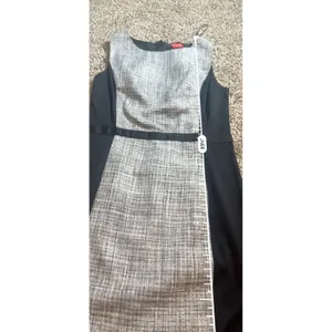 ELLE Womens‎ Grey Tweed Colorblock Sleeveless Sheath Work Dress Size 4 Black thumbnail 6