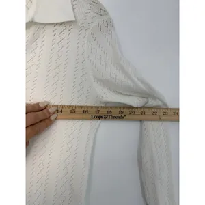 Madewell Pointelle-Stitch Polo Sweater Ivory Johnny Collar Knit Top Medium NWT thumbnail 7