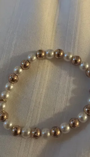 Blush Crush Pearl and Rose Gold Butterfly Charm Stretch Bracelet thumbnail 5