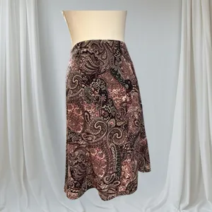 Elementz Petite Midi Skirt Womens PS Brown Paisley Excellent Stretch‎ A-Line thumbnail 3