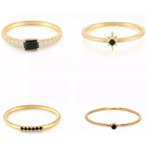 NEW Women's Dainty Gold Filled Black & Synthetic Diamond‎ Ring Size 7 thumbnail 3
