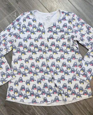 Womens Roller Rabbit Long Sleeve Pajama Top Bear Print size small thumbnail 1