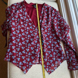 NWOT Lost Ink Puffed Long Sleeve Mock Wrap Blouse with Belt size XS thumbnail 9
